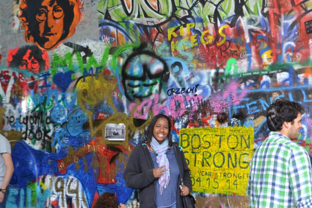 At the John Lennon Memorial Wall.