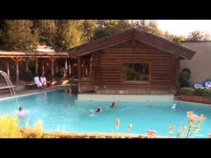 Outdoor Sauna area of Carolus Thermen.