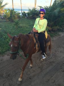 Nadeen horseback Riding in the Dominican Republic.