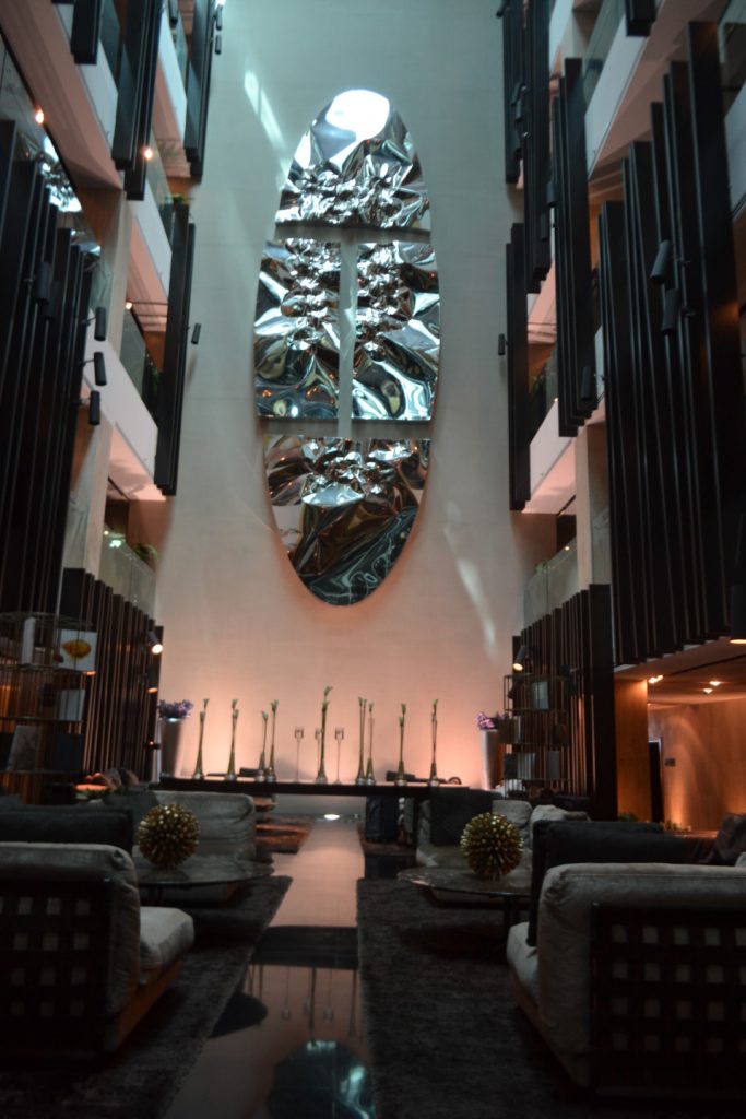 Very modern lobby area.