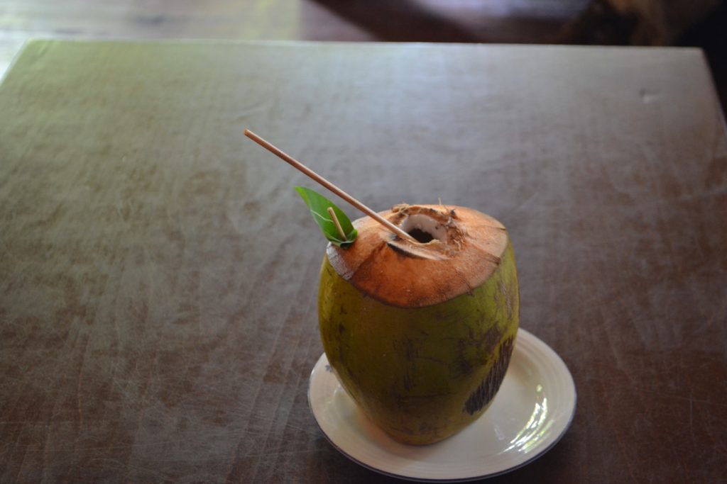 Reethi Beach resort welcome drink.