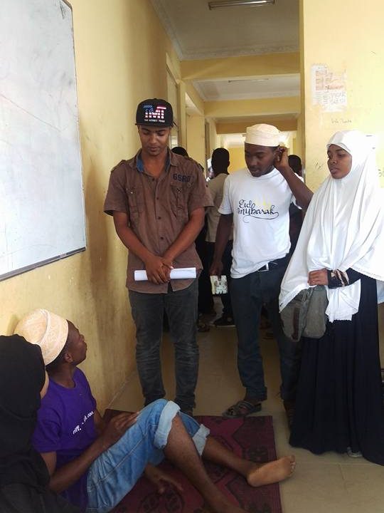 Students performing a drama in their classroom for me. 