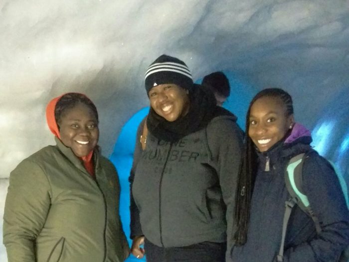 All smiles, albeit a bit chilly inside the ice cave :-).