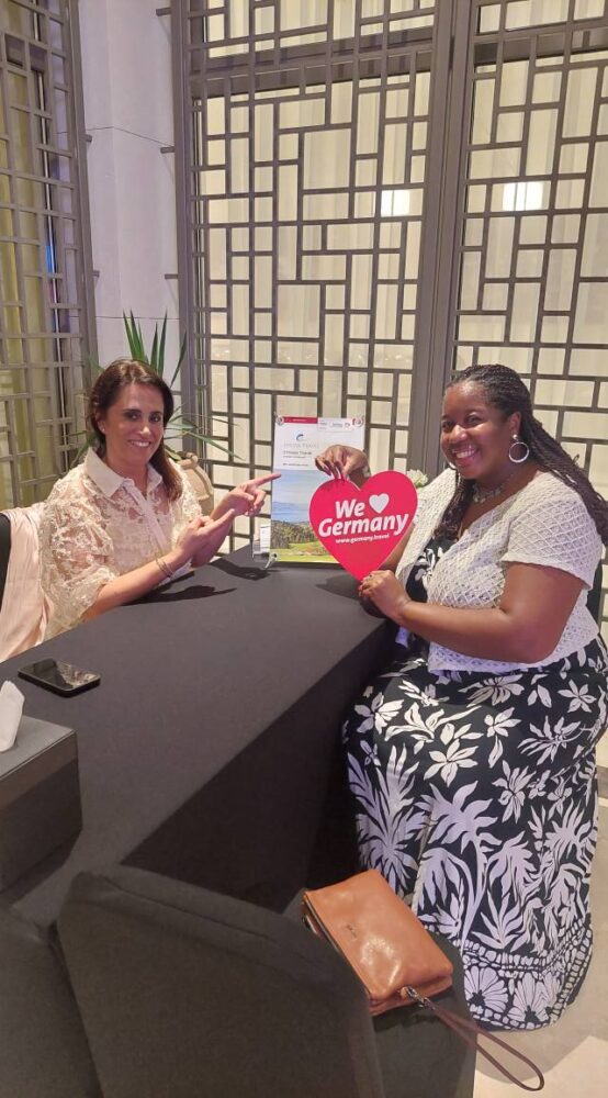 Myself with a We heart Germany pic at the Germany Roadshow. 