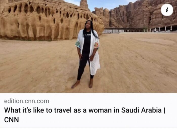 Nicole in Saudi Arabia via the CNN Travel Article. 