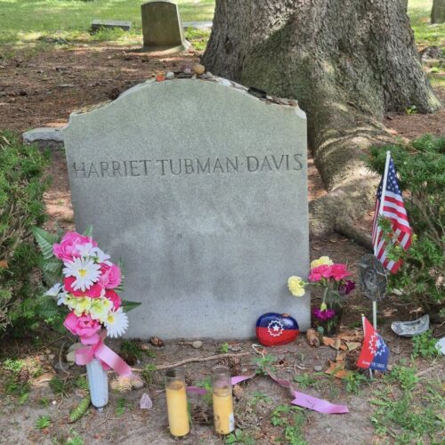 Harriet Tubman's tombstone at the Fort Hill Cemetry. 